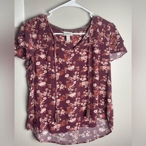 Knox Rose Burgundy Floral Blouse